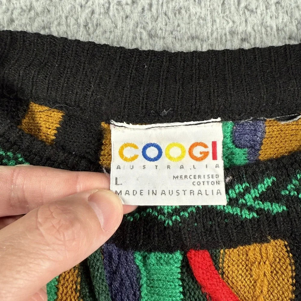 Vintage Coogi Sweater Mens Large Multicolor Australia Mercerised Hip‎ Hop 90s